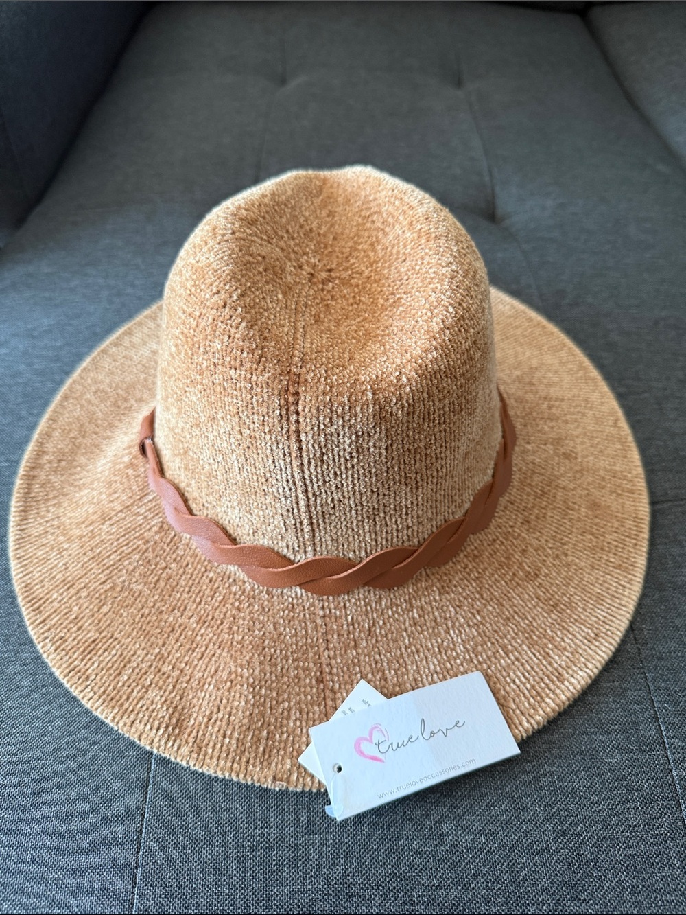 Women's Tan Braided Band Straw Fedora Hat
